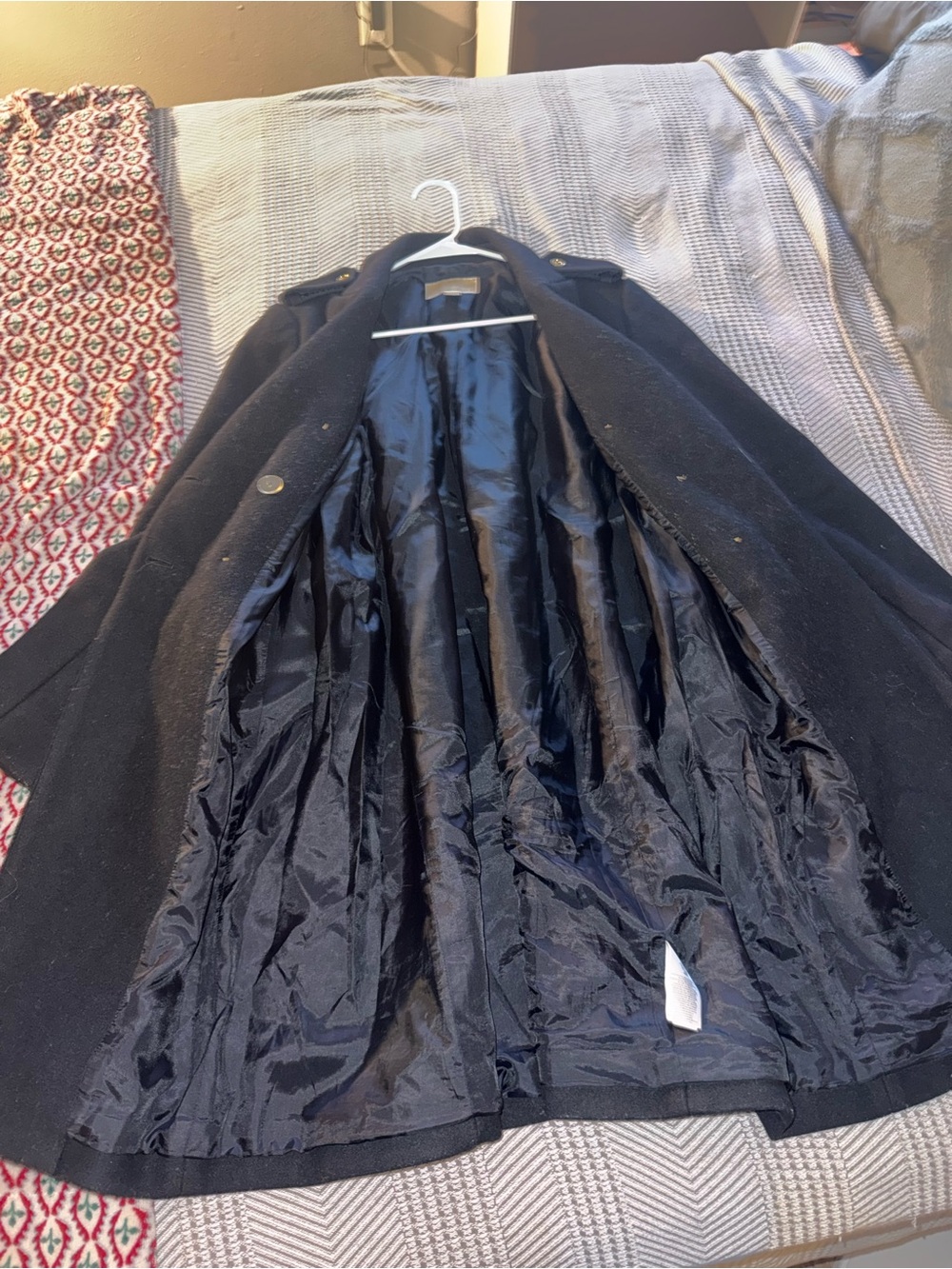 Michael Kors Black Double-Breasted Wool Peacoat